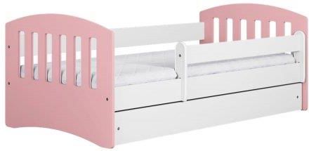 Łóżko Z Szufladą 140X80Cm Classic 1 Kolor Różowo Biały
