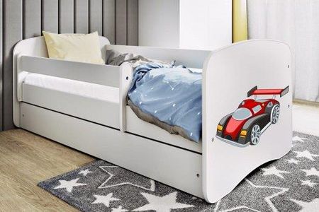 Łóżko 140X70Cm Babydreams Grafika Auto Wyścigowe Kolor Biały