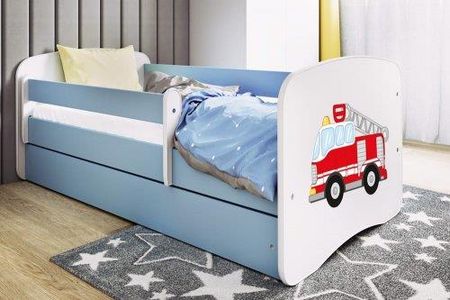 Łóżko 140X70Cm Babydreams Grafika Straż Pożarna Kolor Biało Niebieski
