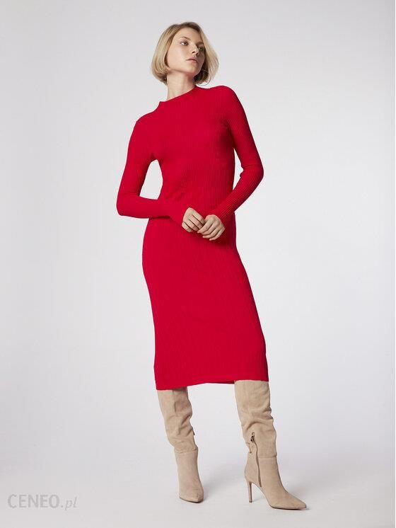 Simple Sukienka dzianinowa SUD507-02 Czerwony Slim Fit - Ceny i opinie -  