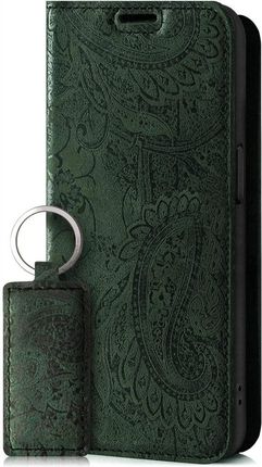 Etui na telefon Surazo ze skóry naturalnej Smart magnet RFID - Ornament Zielony (51801-249)