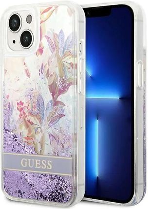Guess GUHCP14SLFLSU iPhone 14 6,1" fioletowy/purple hardcase Flower Liquid Glitter (731311)