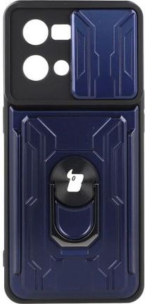 Etui Bizon Case CamShield Card Slot Ring Oppo Reno 7 4G, granatowe (43378)