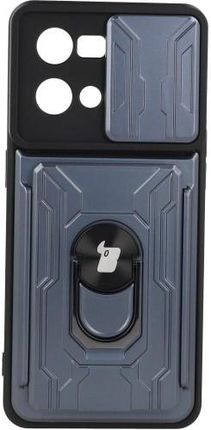 Etui Bizon Case CamShield Card Slot Ring Oppo Reno 7 4G, szare (43380)