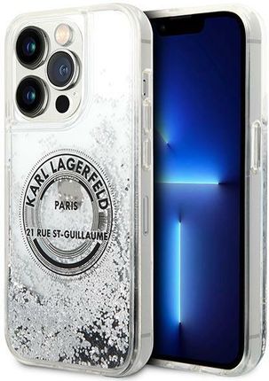 Etui Karl Lagerfeld do iPhone 14 Pro Max 6,7" srebrny/silver hardcase Liquid Glitter RSG (KF001212)