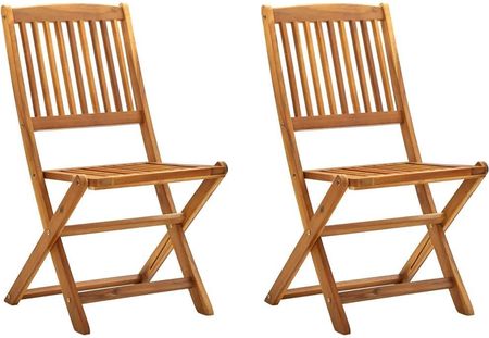 Składane Krzesła Ogrodowe 2 Szt. Lite Drewno Akacjowe
