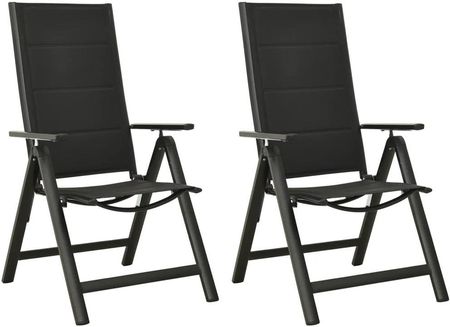 Składane Krzesła Ogrodowe 2 Szt. Textilene I Aluminium Czarne