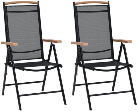 Składane Krzesła Ogrodowe 2 Szt. Aluminium/Textilene Czarne