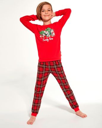 Piżama chłopięca Cornette 966/137 family time świąteczna czerwona