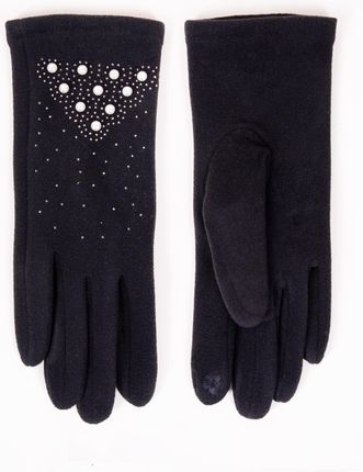 Rękawiczki damskie czarne z perełkami dotykowe : Rozmiar - 23