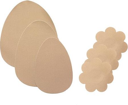 Zestaw plastry podnoszące piersi i nakładki na sutki - Bye Bra Breast Lift Pads + Satin Nipple Covers D-F Cieliste