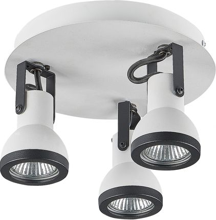 Beliani 3-punktowa lampa sufitowa metalowa szyna industrialny design biała z czarnym Baro (326624)