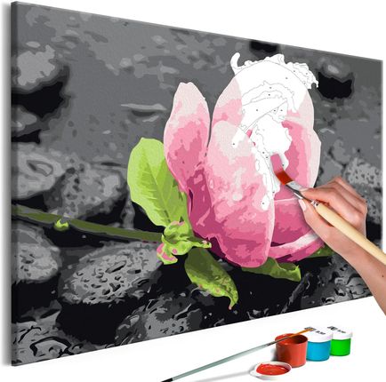 Obraz Do Samodzielnego Malowania Różowy Kwiat I Kamienie Rozmiar 60x40 A0MA_0132