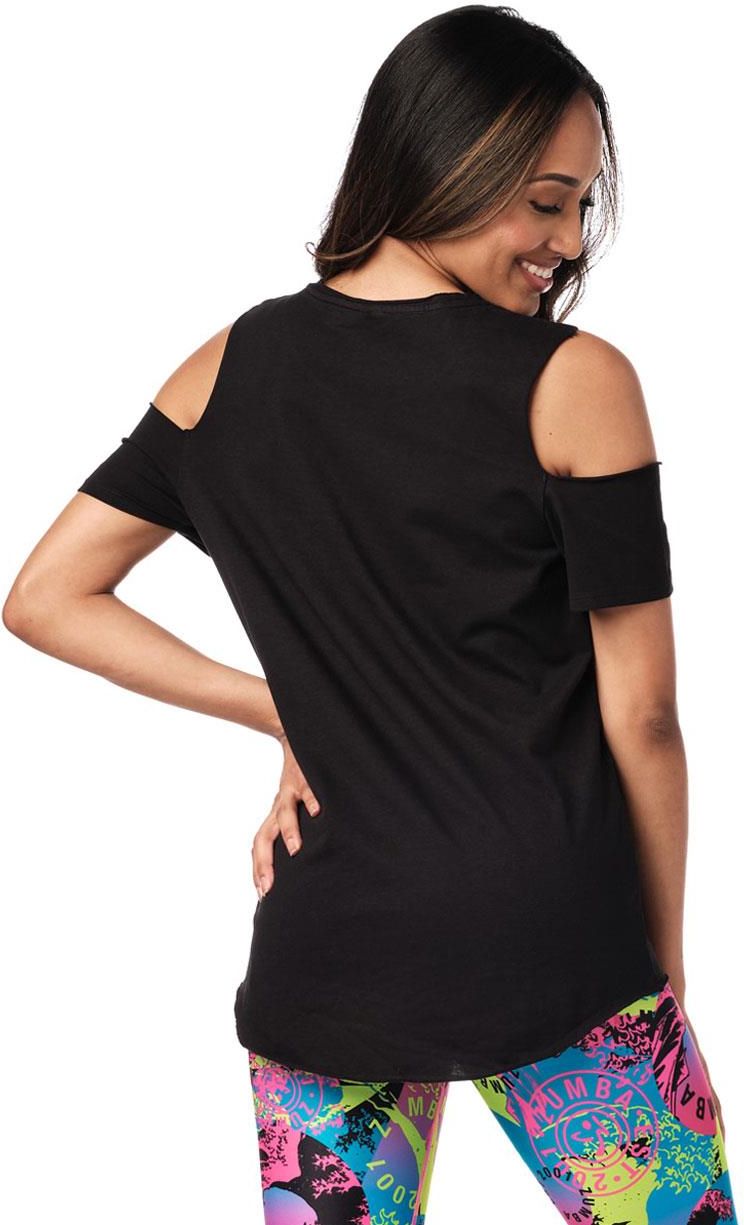 Zumba Wear Koszulka Damska Sportowa Czarna Zumba Classic Cold Shoulder - zdjęcie 1 Zumba Wear Koszulka Damska Sportowa Czarna Zumba Classic Cold Shoulder