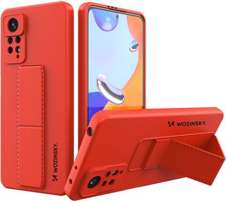 Wozinsky Kickstand Case silikonowe etui z podstawką etui Xiaomi Poco X4 Pro 5G czerwone (250404)