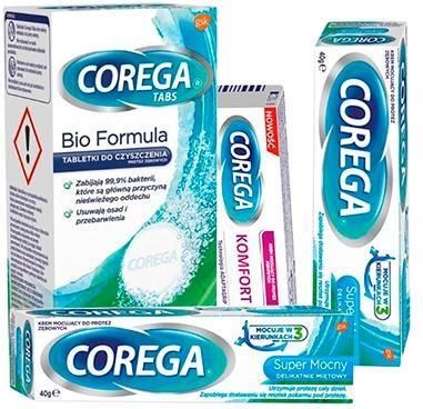 Corega Reklama Corega Super Mocny Delikatnie miętowy 2x70g + Corega Komfort 40g ...