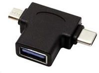 PREMIUMCORD ADAPTÉR USB3.0 FEMALE NA DVA ZŁĄCZEY USB 3.1 C/MALE + MICRO (0000044396)