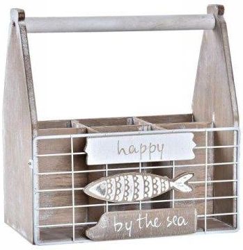 Dkd Home Decor Stojak Na Butelki Metal Drewno Brązowy Biały 26X15X27Cm