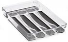 Bigbuy Home Organizer Do Szuflad Szary Przezroczysty Plastikowy Silikon 23,3X4,5X32,7Cm
