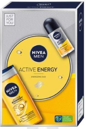 NIVEA MEN Zestaw Active Energy żel pod prysznic 3w1, 250ml + antyperspirant roll-on, 50ml 