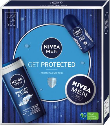 ZESTAW NIVEA MEN GET PROTECTED dezodorant 50ml + krem 75ml + żel pod prysznic 250ml
