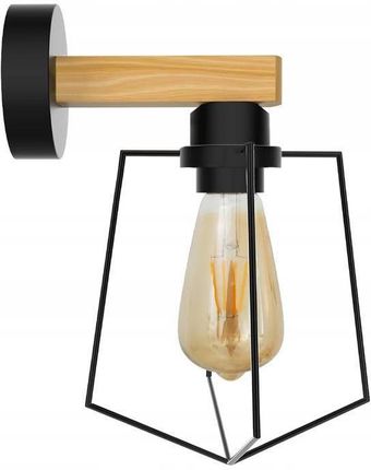 Toolight Lampa Kinkiet Ścienny Metalowy Z Drewnem Czarny (App9781W)