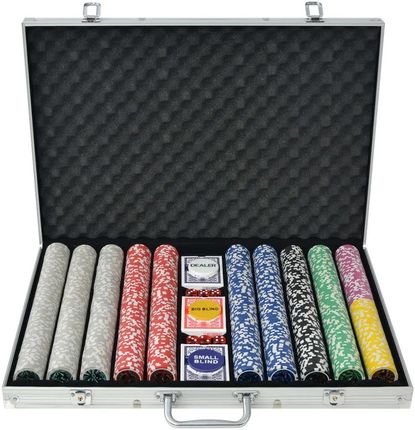 VidaXL Zestaw Do Gry W Pokera 1000 Żetonów Laserowych Aluminium 80185