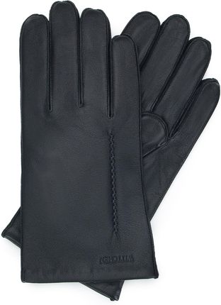 Męskie rękawiczki skórzane z ozdobnym przeszyciem