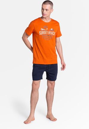 Piżama Led 38867-22X Pomarańczowo-Granatowa : Kolor - Pomarańczowo-Granatowy, Rozmiar - XL