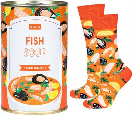 Skarpetki Męskie | Damskie SOXO GOOD STUFF fish soup w puszce | kolorowe | na prezent dla Niego | dla Niej Unisex