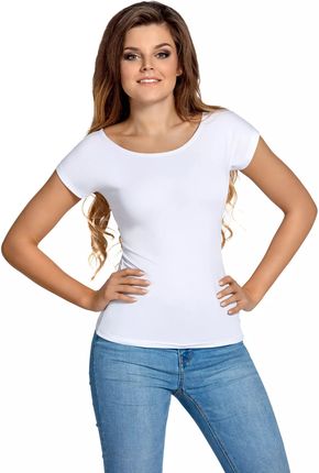 Dopasowana bluzka z okrągłym dekoltem (Biały, XL)
