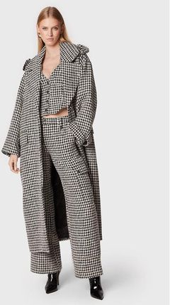ROTATE Płaszcz wełniany Sparkly Houndstooth RT1904 Biały