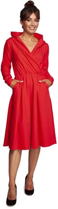 Rozkloszowana Sukienka z Kapturem - Czerwonae