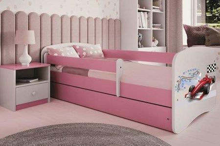 Łóżko 140X70Cm Babydreams Grafika Formuła Kolor Biało-Różowy