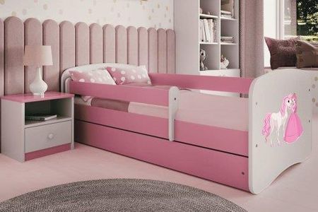 Łóżko 140X70Cm Babydreams Grafika Księżniczka I Konik Kolor Biało-Różowy