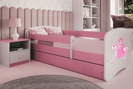 Łóżko 140X70Cm Babydreams Grafika Księżniczka Na Koniku Kolor Biało-Różowy