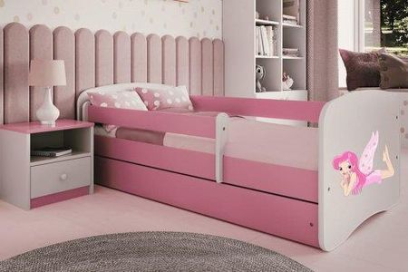 Łóżko 140X70Cm Babydreams Grafika Wróżka Ze Skrzydełkami Kolor Biało-Różowy