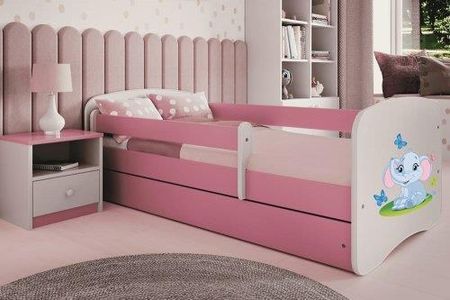 Łóżko 160X80Cm Babydreams Grafika Słonik Kolor Biało-Różowy