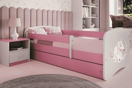 Łóżko 180X80Cm Babydreams Grafika Konik Kolor Biało-Różowy