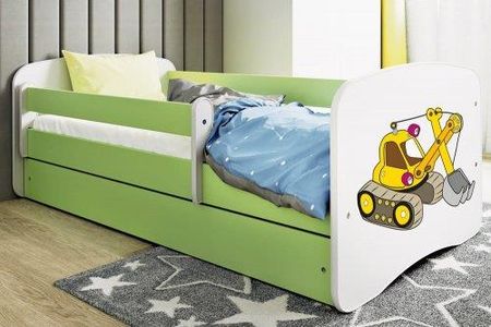 Łóżko 160X80Cm Babydreams Grafika Koparka Kolor Biało-Zielony