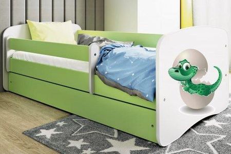 Łóżko 160X80Cm Babydreams Grafika Mały Dino Kolor Biało-Zielony