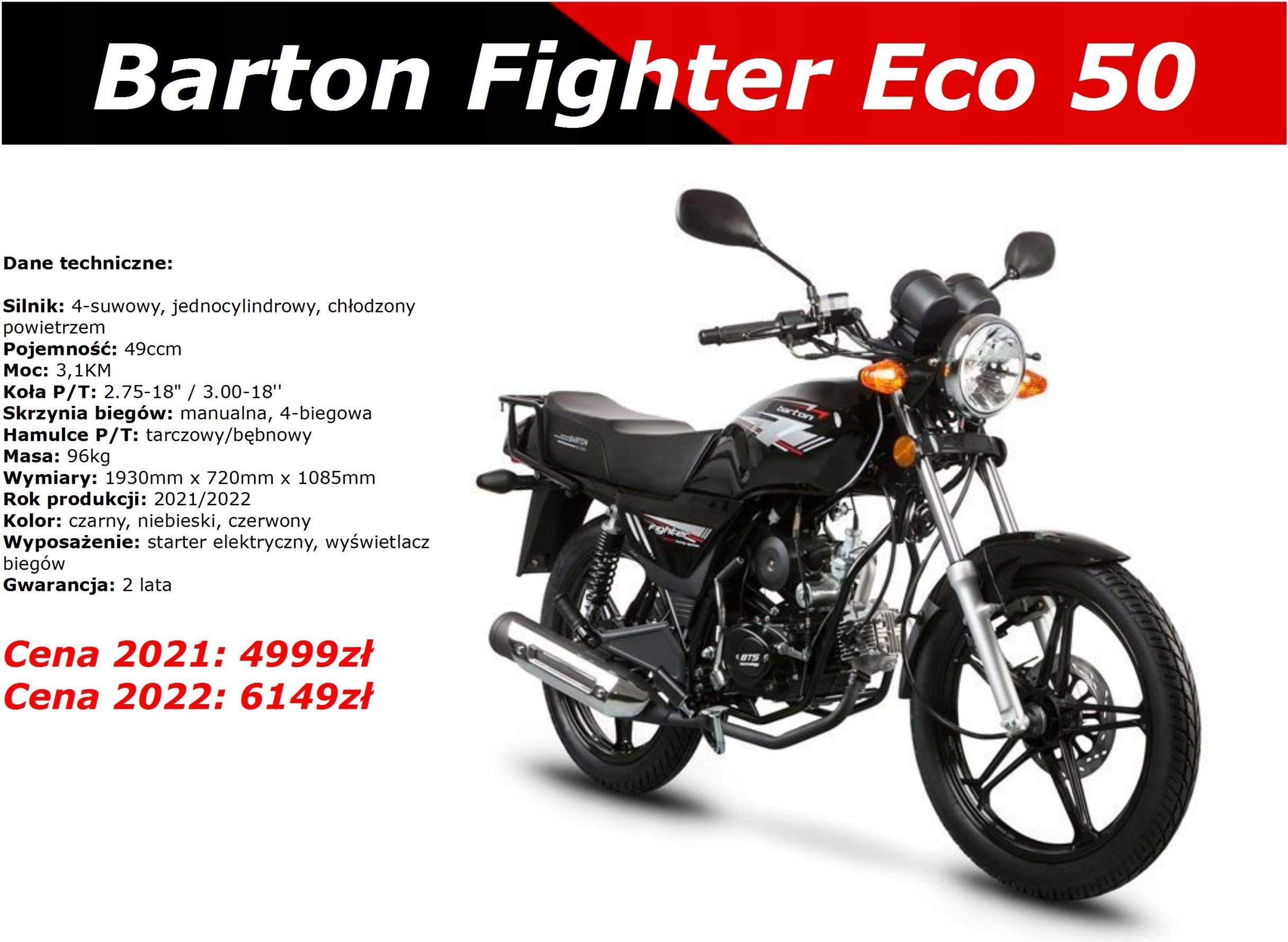 MOTOROWER BARTON FIGHTER 50 WS RATY DOSTAWA