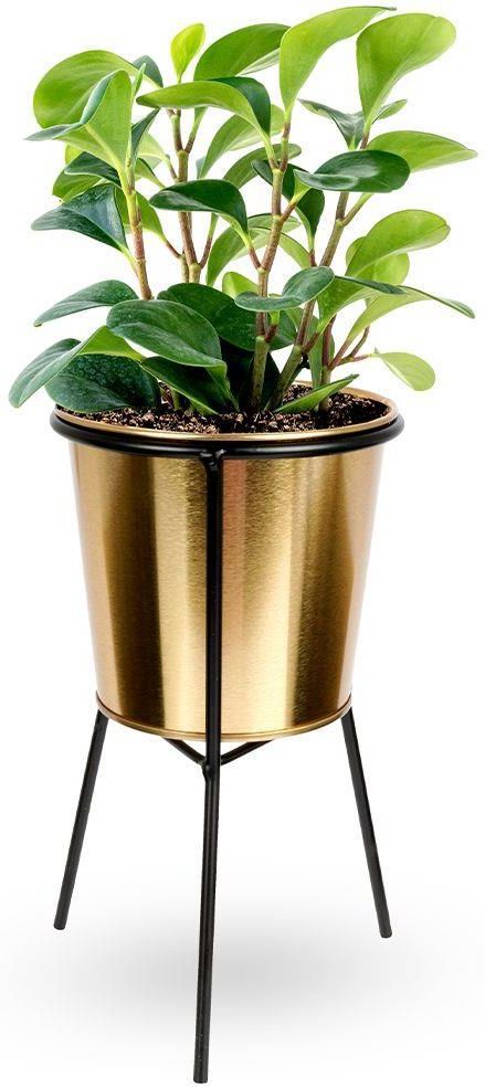 Osłonka Doniczka Na Stojaku Metalowa Złota / Kwietnik 20cm - zdjęcie 7 Osłonka Doniczka Na Stojaku Metalowa Złota / Kwietnik 20cm