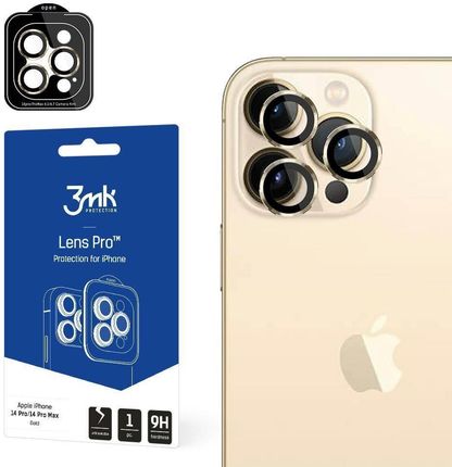 3MK Lens Protection Pro iPhone 14 Pro / 14 Pro Max złoty/gold Ochrona na obiektyw aparatu z ramką montażową 1szt. (232213)