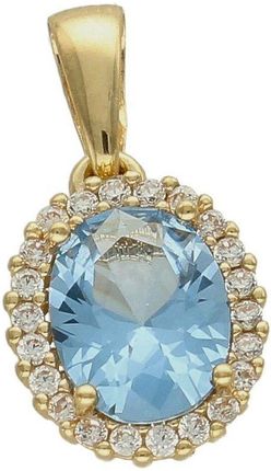 Diament Złota zawieszka z niebieskim oczkiem i białymi cyrkoniami (DIAZAW7785375)