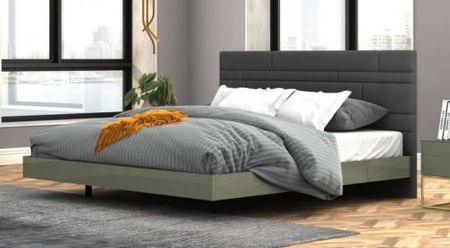 Nowoczesne łóżko z tapicerowanym zagłówkiem