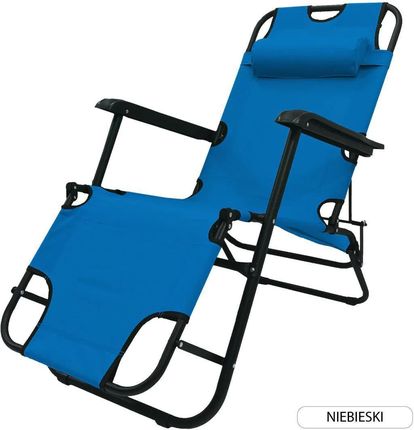 Krzesło Wypoczynkowe Składane Leżak Zagłówek Riviera Niebieski