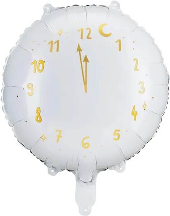 Party Deco Balon Foliowy Zegar Biały 35cm 1 Szt. (66989)