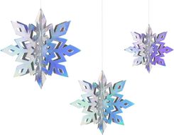 Zdjęcie Party Deco Zawieszki Dekoracyjne Śnieżynki Opalizujące 15-25cm 6 Szt. (66927) - Mszana Dolna