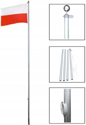 Maszt Flagowy Aluminium 6M Ścianka 2 Mm Flaga Pl